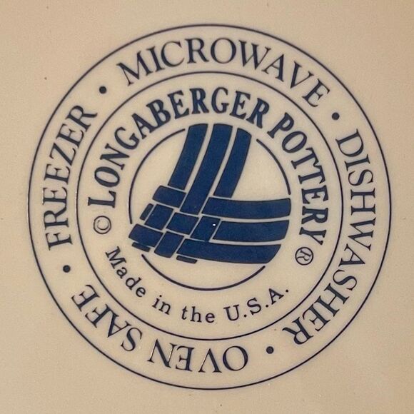 LONGABERGER Pottery Classic Blue Woven Traditions Round Serving Bowl Dish 12" - Picture 4 of 4